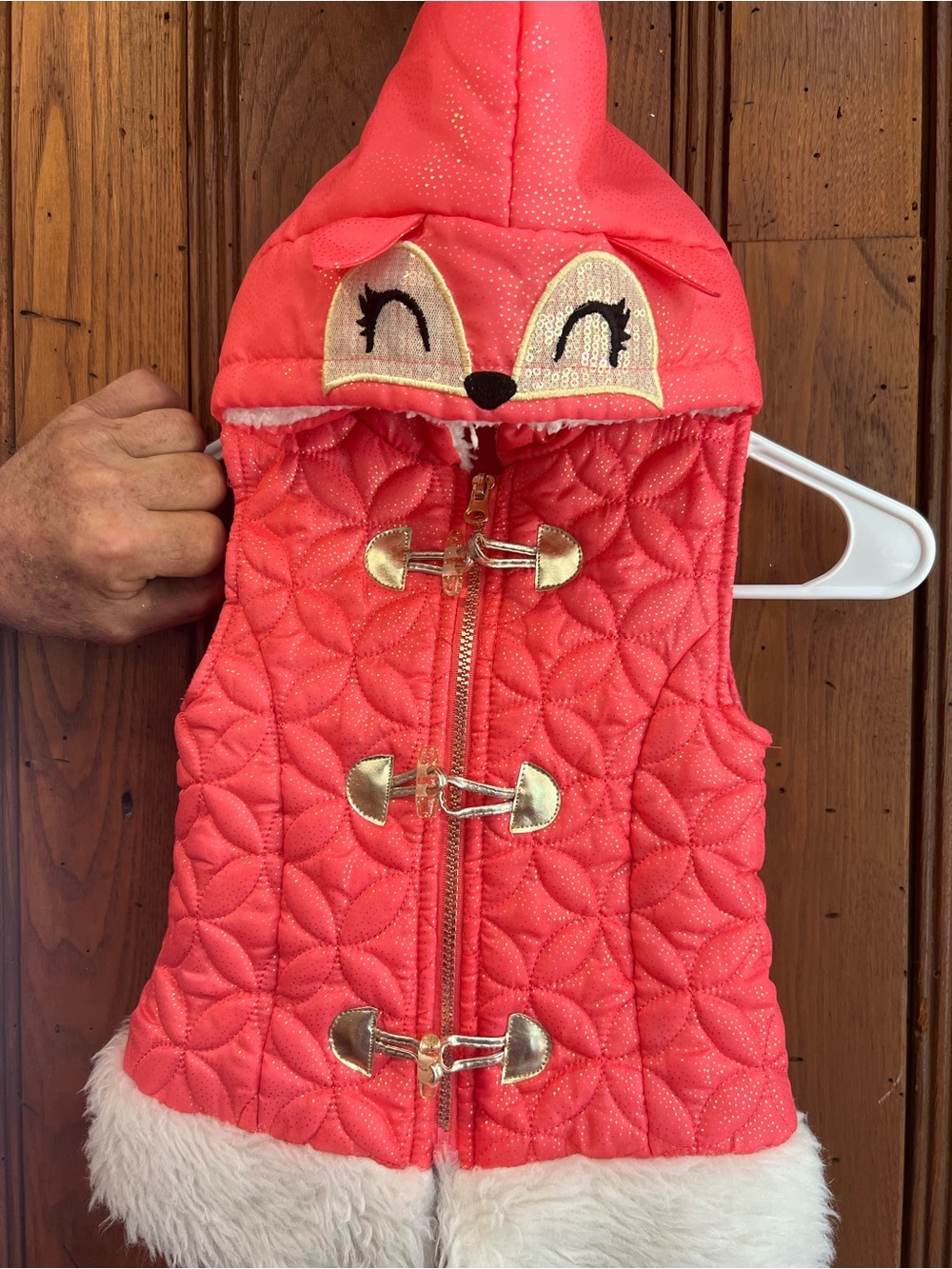 Girls Coral Fox Hood Puffer Vest – Little Lass – Size 5